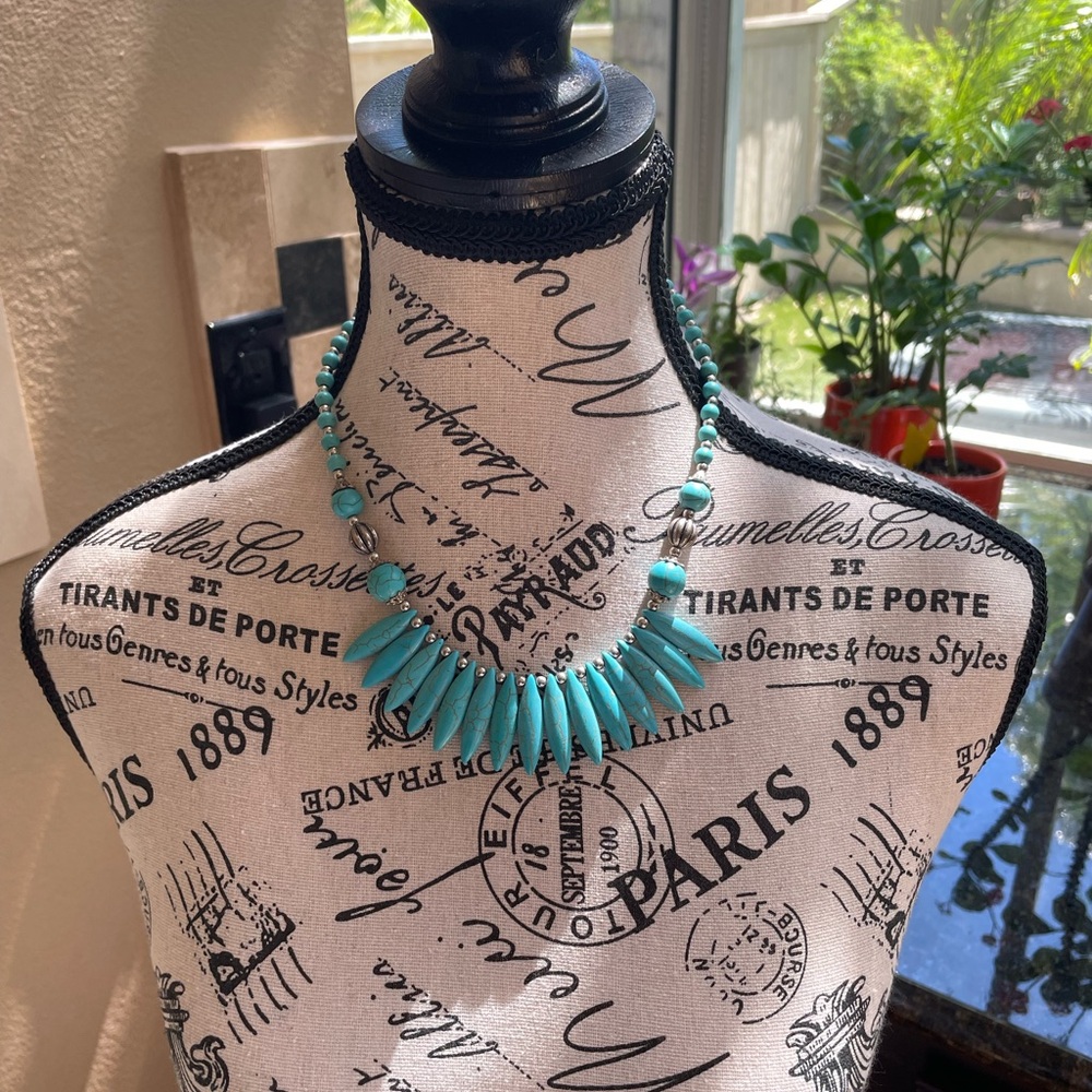 Boho Turquoise Beaded Necklace